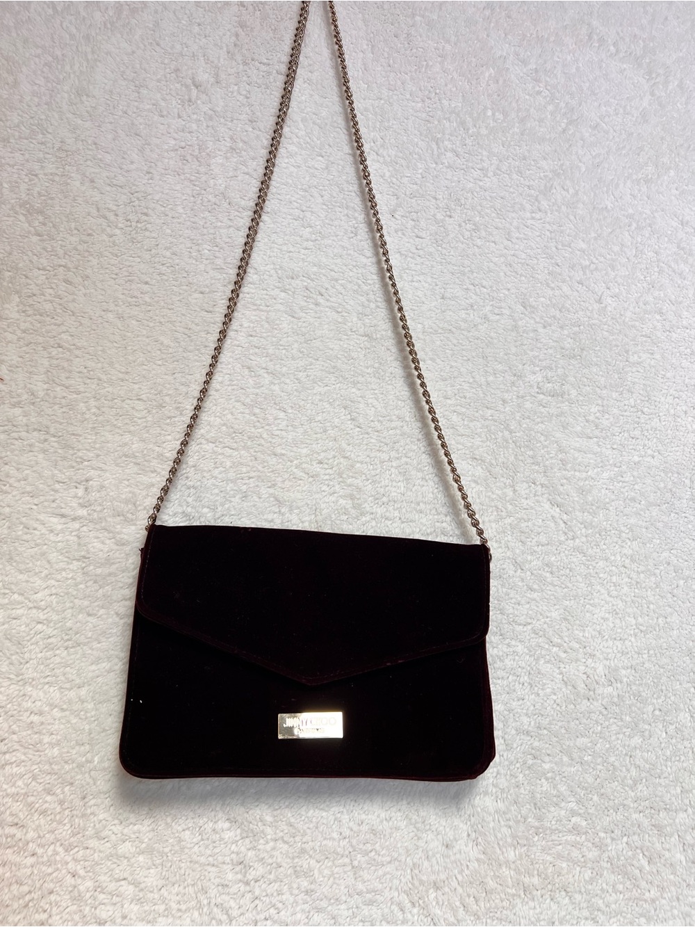 Jimmy Choo Burgundy Velvet Envelope Chain Bag